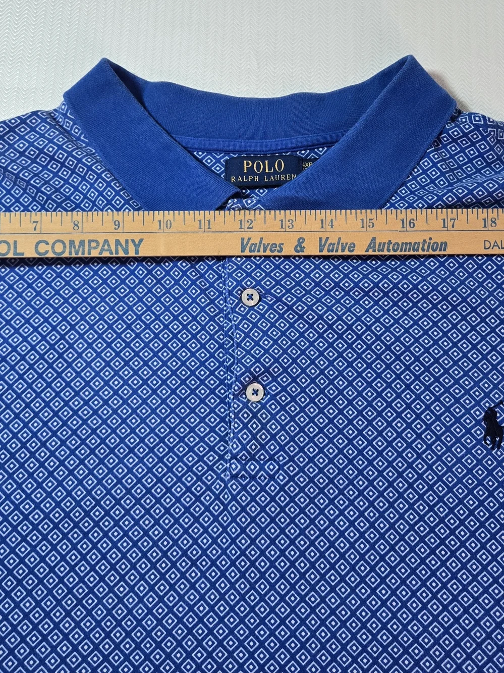 Polo by Ralph Lauren Blue Geometric Cotton Polo Shirt 4XB